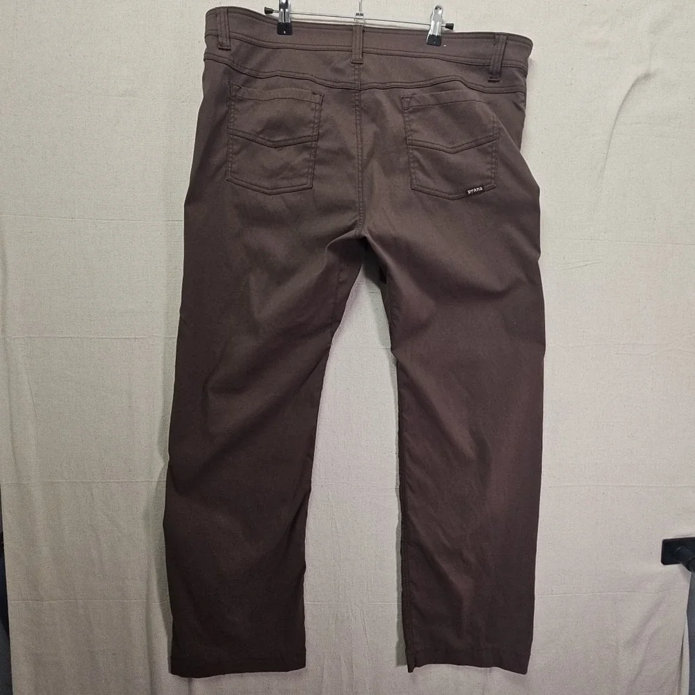 Prana Pants Men 38x31 Brown Brion Standard Fit Stretch Hike Trail Outdoor HEMMED